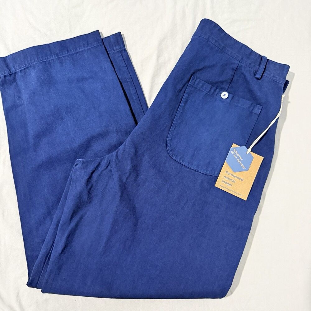 Industry Of All Nations Men’s Indigo 12 Chino Organic Cotton Pants 36 NWT